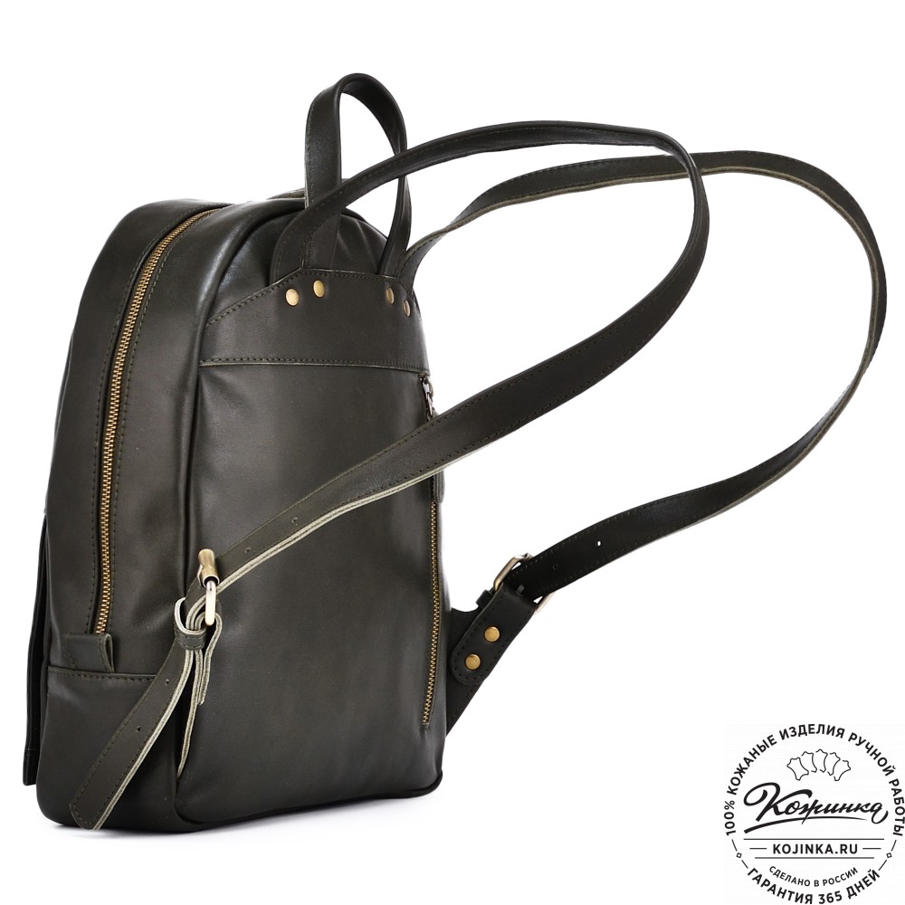 Кожаный рюкзак "Джессика" (хаки гладкая кожа)